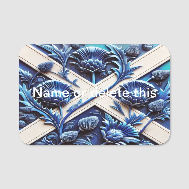 Name tag with Scottish Thistles Design (Front)