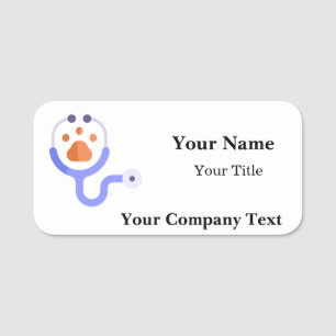 Name Tag with Veterinarian Logo Custom Text