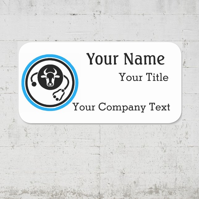 Name Tag with Veterinarian Logo Custom Text Badge (Creator Uploaded)