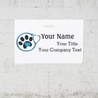 Name Tag with Veterinarian Logo Custom Text Badge