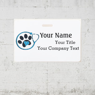 Name Tag with Veterinarian Logo Custom Text Badge ID Badge