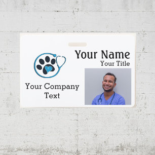 Name Tag with Veterinarian Logo Text PHOTO ID b ID Badge