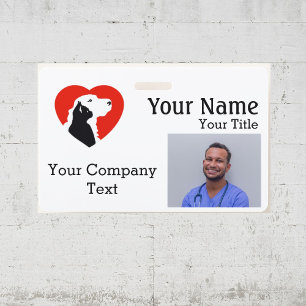 Name Tag with Veterinarian Logo Text PHOTO ID ID Badge