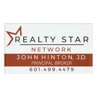 Name Tage, White with Red Banner Tag