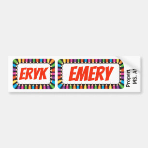Name Tags Eryk and Emery sign/sticker/magnet Bumper Sticker