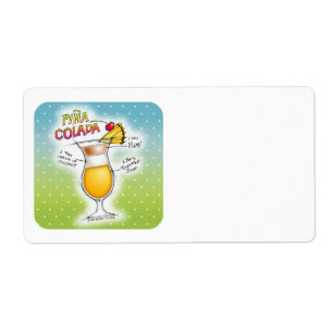 NAME TAGS, LABELS, PINA COLADA RECIPE COCKTAIL ART