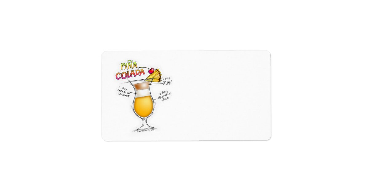 Name s Labels Pina Colada Recipe Cocktail Art Zazzle Co Uk