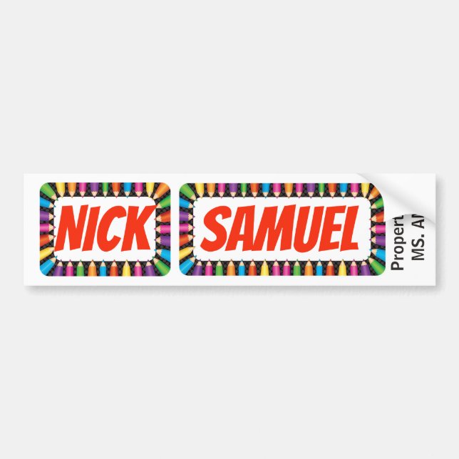 Name Tags NIck and Samuel sign/sticker/magnet Bumper Sticker (Front)