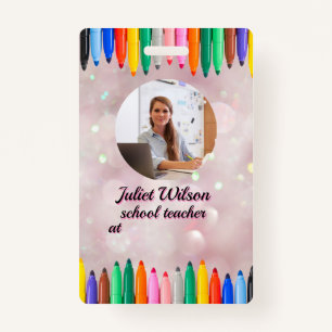 name tags pens teacher id badge	 ID badge