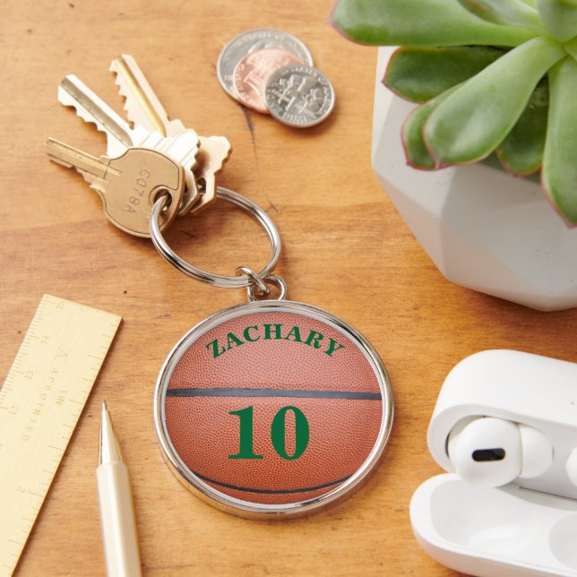 Name Team Number Basketball Keychain (Desk)