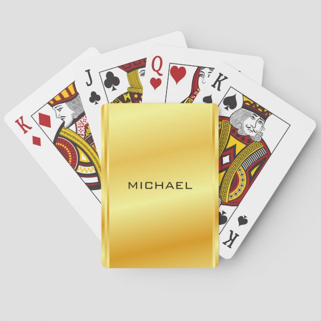 Name Template Modern Gold Metallic Look Playing Cards (Back)