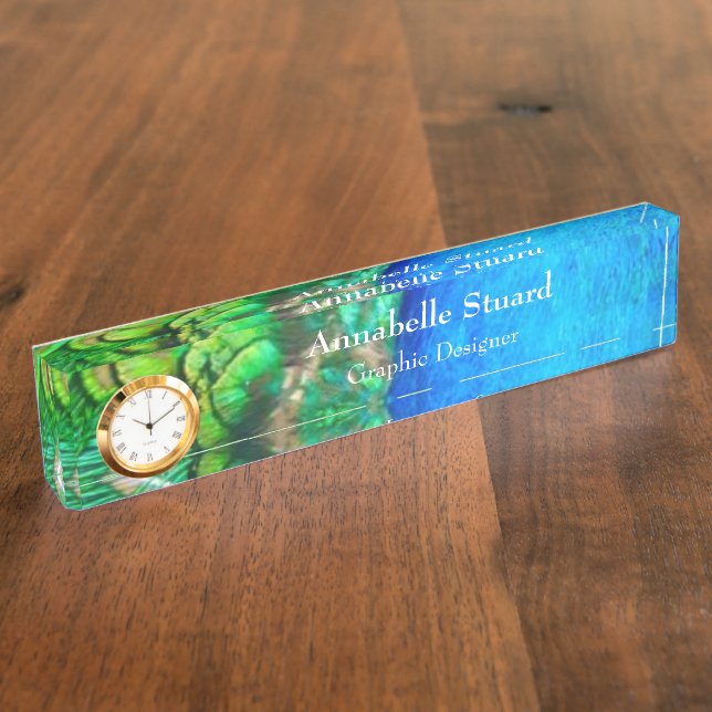 Name Template Peacock feathers colourful Desk Name Nameplate (Side)