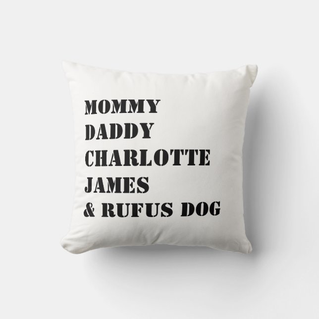 Name Template Personalised Family Photo Cushion (Front)