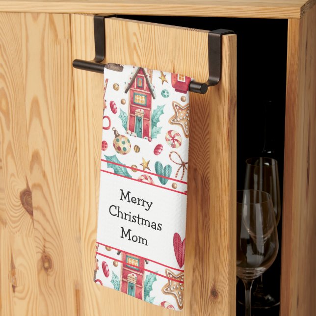 Name Text, Cute Whimsical Sweets Kitchen Towel (Thirds Fold)