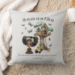 Name Text Magical Woodland Fairy Butterfly Cushion
