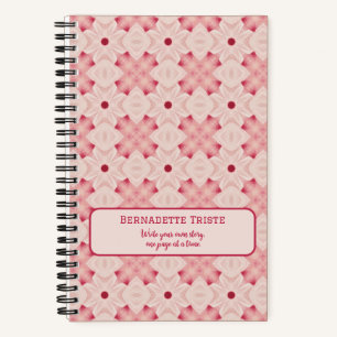 Name Text Pink Modern Floral Chic Pretty Girly  Notebook