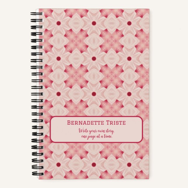 Name Text Pink Modern Floral Chic Pretty Girly  Notebook (Front)