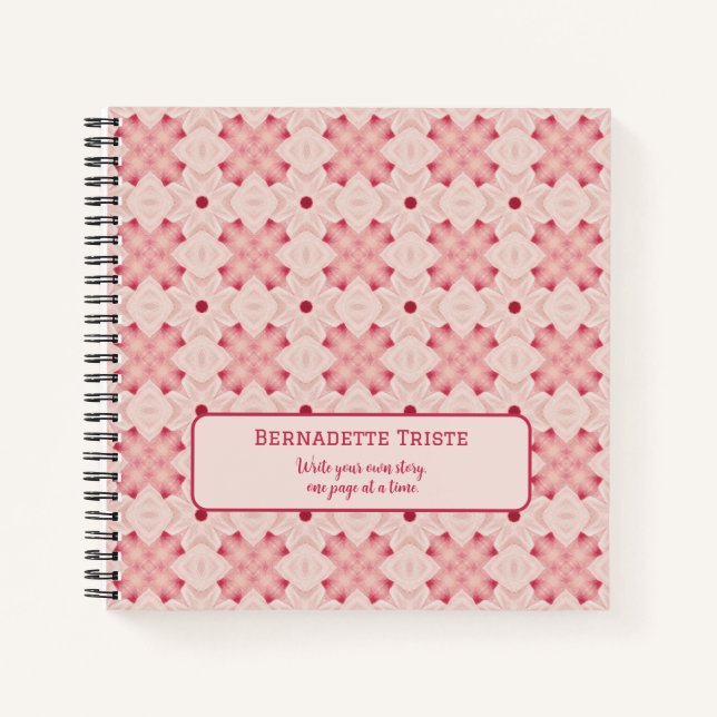 Name Text Pink Modern Floral Chic Pretty Girly  Notebook (Front)
