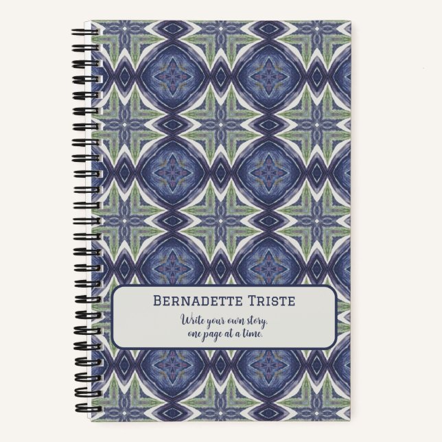 Name Text Watercolor Abstract Geometric Pattern  Notebook (Front)