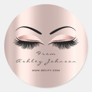 Name Thank You Beauty Glitter Lash Makeup Artist Classic Round Sticker
