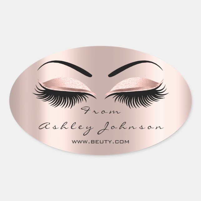 Name Thank You  Beauty Glitter Lash Makeup Artist Oval Sticker (Front)