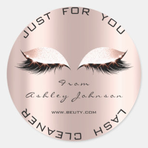 Name Thank You Lash Cleaner Rose Gold Makeup Classic Round Sticker