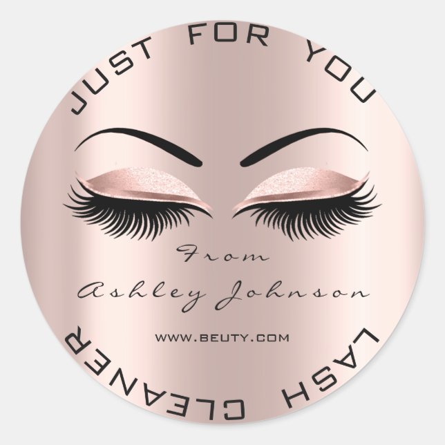 Name Thank You  Lash Cleaner Rose Makeup Artist Classic Round Sticker (Front)