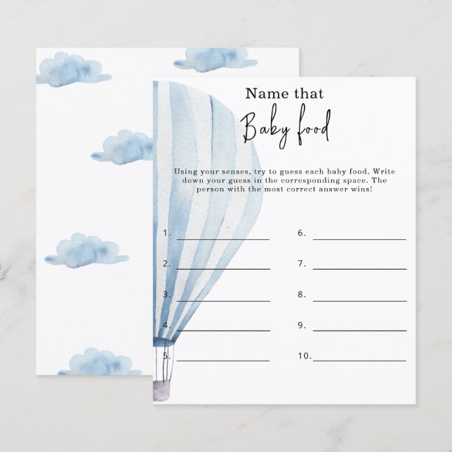 Name that baby food - baby shower game (Front/Back)