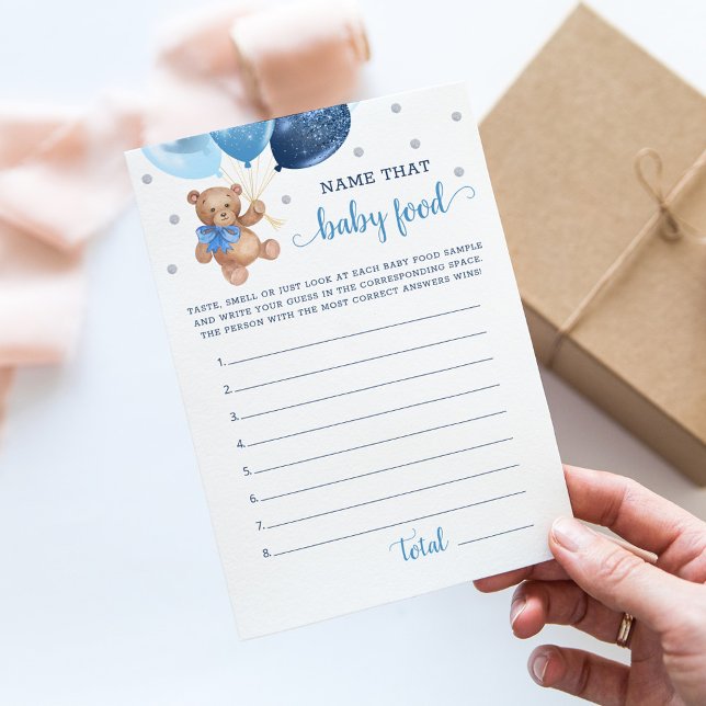 Name That Baby Food Baby Shower Teddy Bear Card (Creator Uploaded)