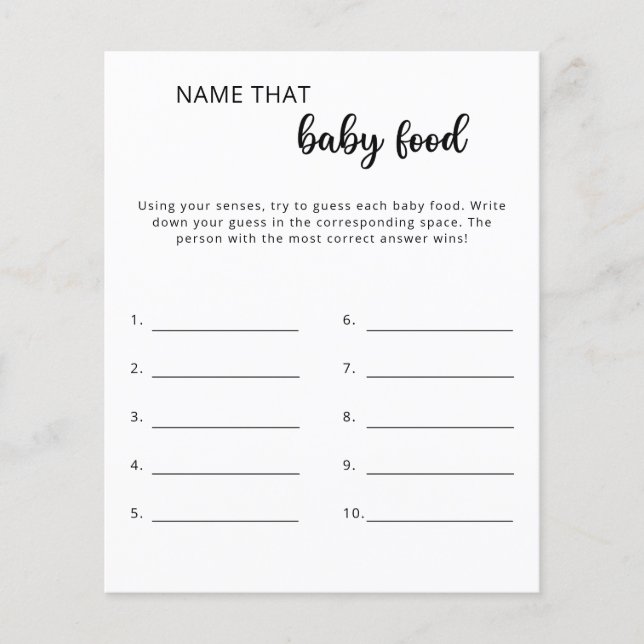 Name that baby food shower game (Front)