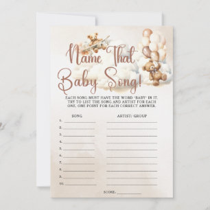 NAME THAT BABY SONG Baby Shower Game Cute Bear Invitation