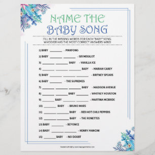 Name That Baby Song [Blue Floral] Custom Letterhead