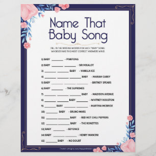 Name That Baby Song [Floral Frame] Custom Letterhead