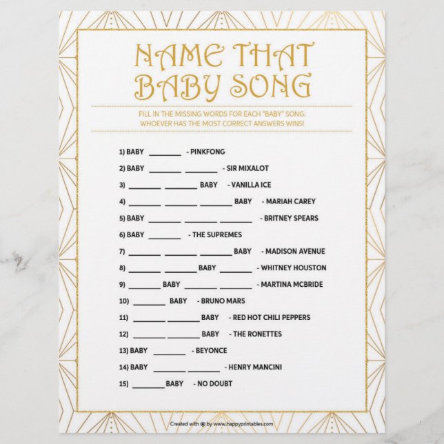 Name That Baby Song [Golden Lines] Custom Letterhead (Front)