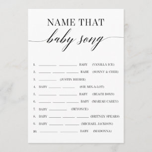 Name That Baby Song Minimalist Baby Shower Game Programme