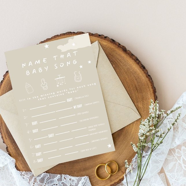 Name that baby song Rustic minimal baby shower gam Invitation (Creator Uploaded)