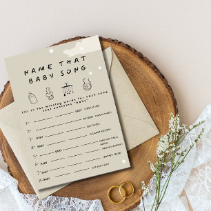 Name that baby song Rustic minimal baby shower gam Invitation