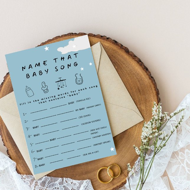 Name that baby song Rustic minimal baby shower gam Invitation (Creator Uploaded)