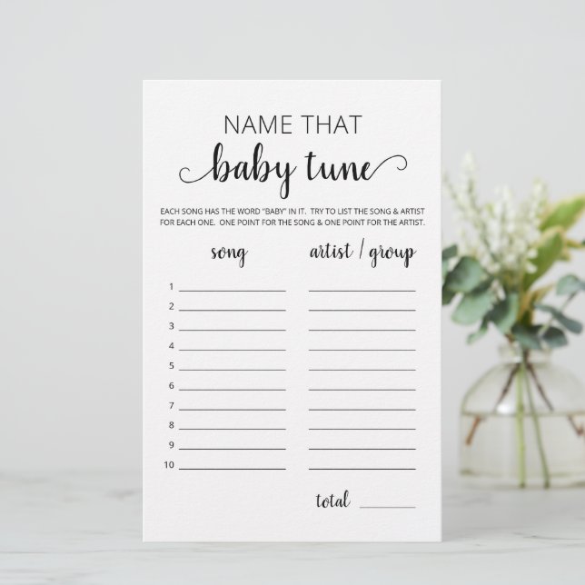 Name that baby tune game Baby Shower party game (Standing Front)