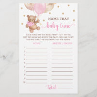 Name That Baby Tune Game Baby Shower Teddy Bear 