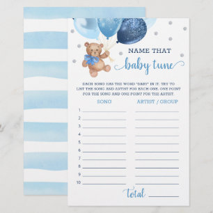 Name That Baby Tune Game Baby Shower Teddy Bear 