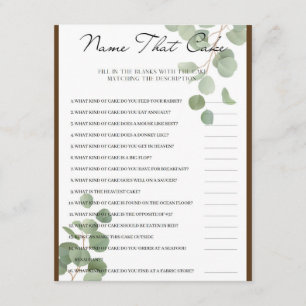 Name That Cake Bridal Party Game Enclosure Card