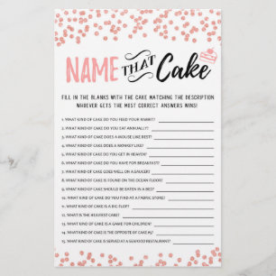 Name that cake game with Answers