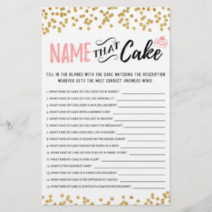 Name that cake game with Answers