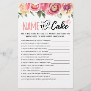 Name that cake game with Answers