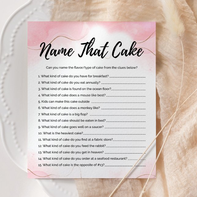 Name That Cake Rose Gold Party Game Card (Creator Uploaded)