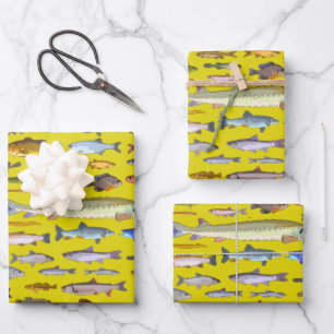 Name That Fish Sports Fishing Fisherman Gift Wrapping Paper Sheet
