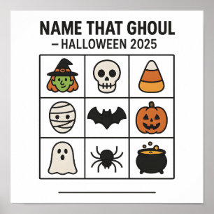 Name That Ghoul Halloween 2025 Game Bingo Sheet Poster
