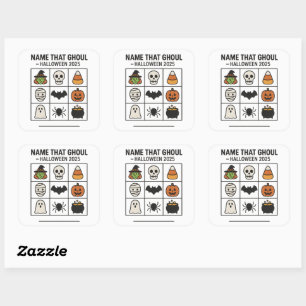 Name That Ghoul Halloween 2025 Game Bingo Sheet Square Sticker