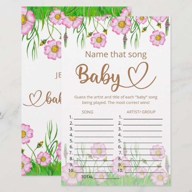 Name that song baby shower game (Front/Back)